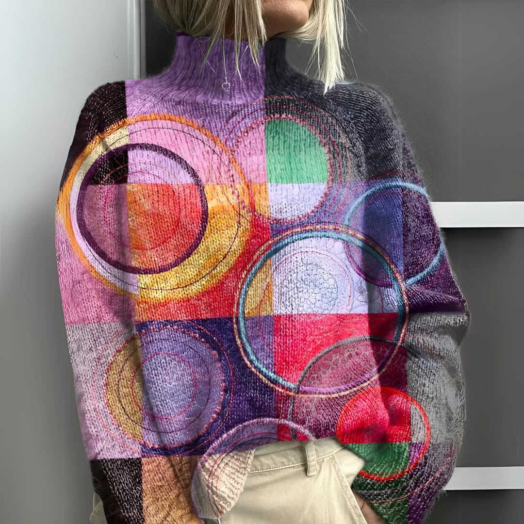 Jasmine - Colorblock strikket rullekravetrøje