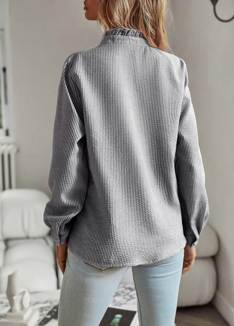 Jade™ | Stilfuld Flæset Knapbluse