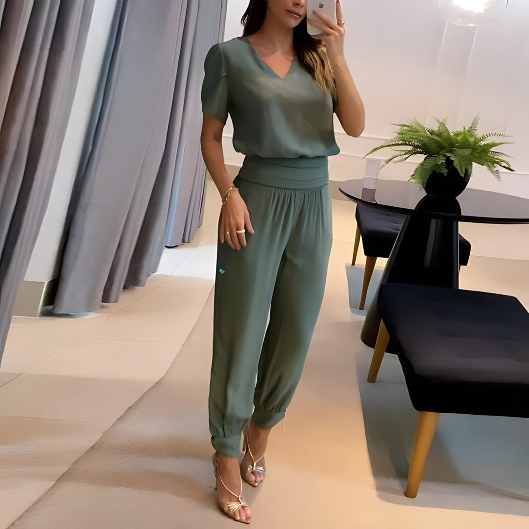 Alexandra - Trendy sæt med bluse og bukser