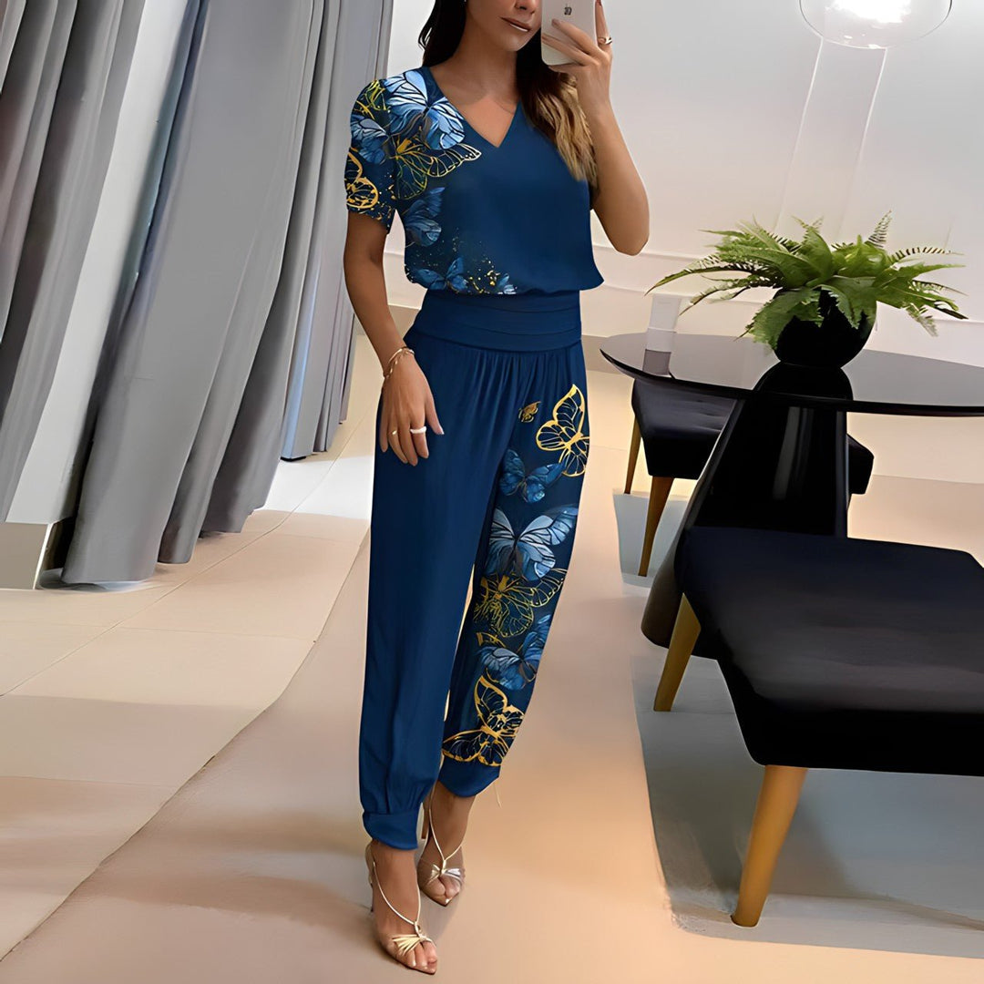Alexandra - Trendy sæt med bluse og bukser
