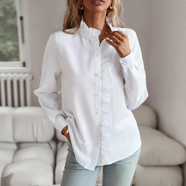 Jade™ | Stilfuld Flæset Knapbluse